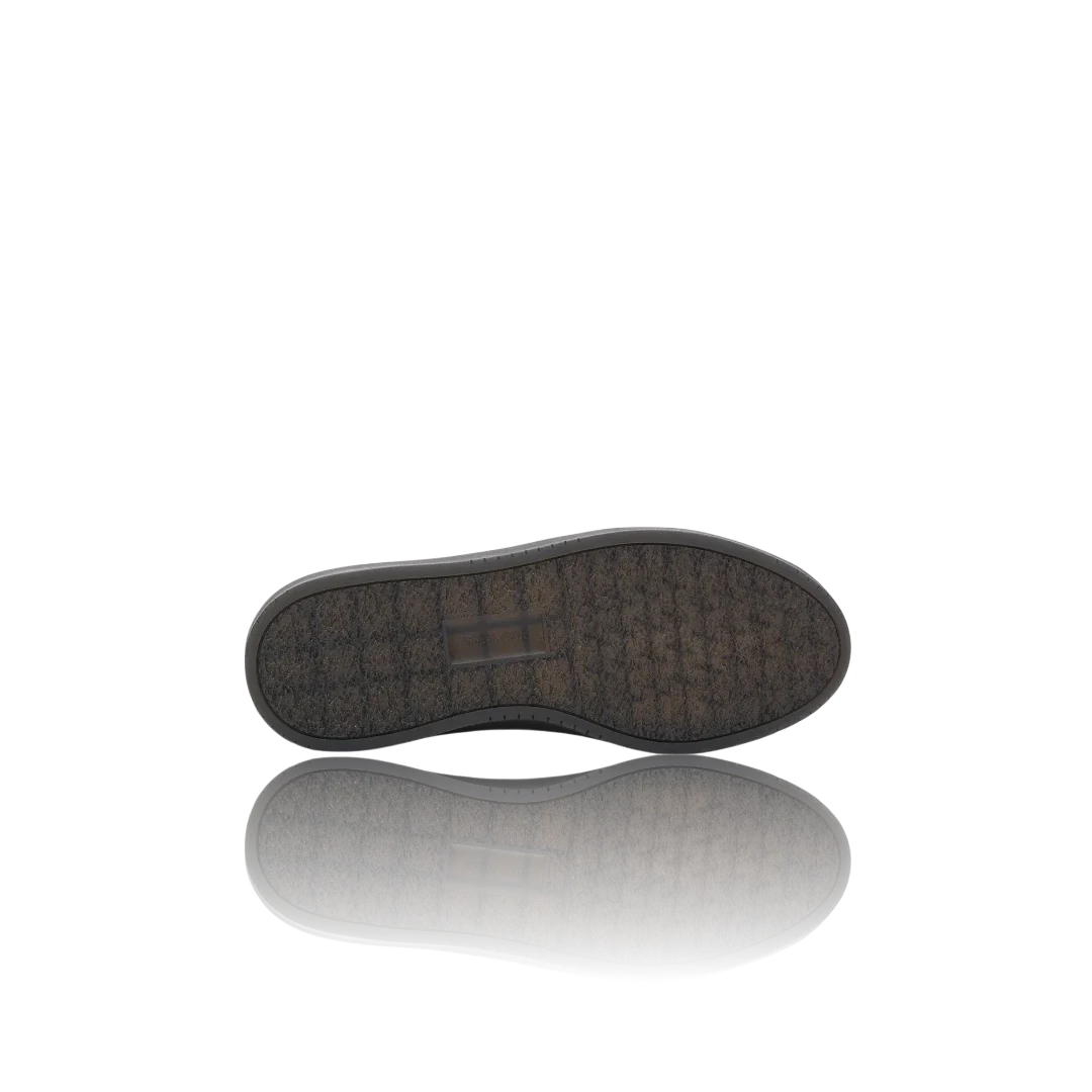 Black Racing Green Charcoal Suede-Trimmed Leather Sneakers