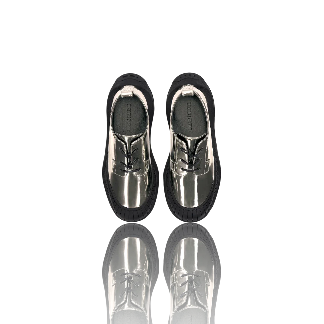Gunmetal Patent-Leather Oxford Shoes
